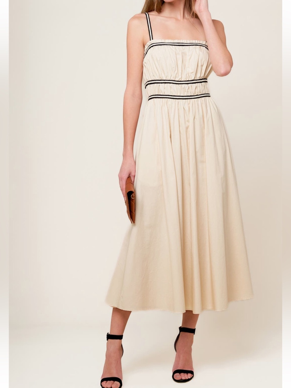 Flying Tomato cream gathered dress sz L